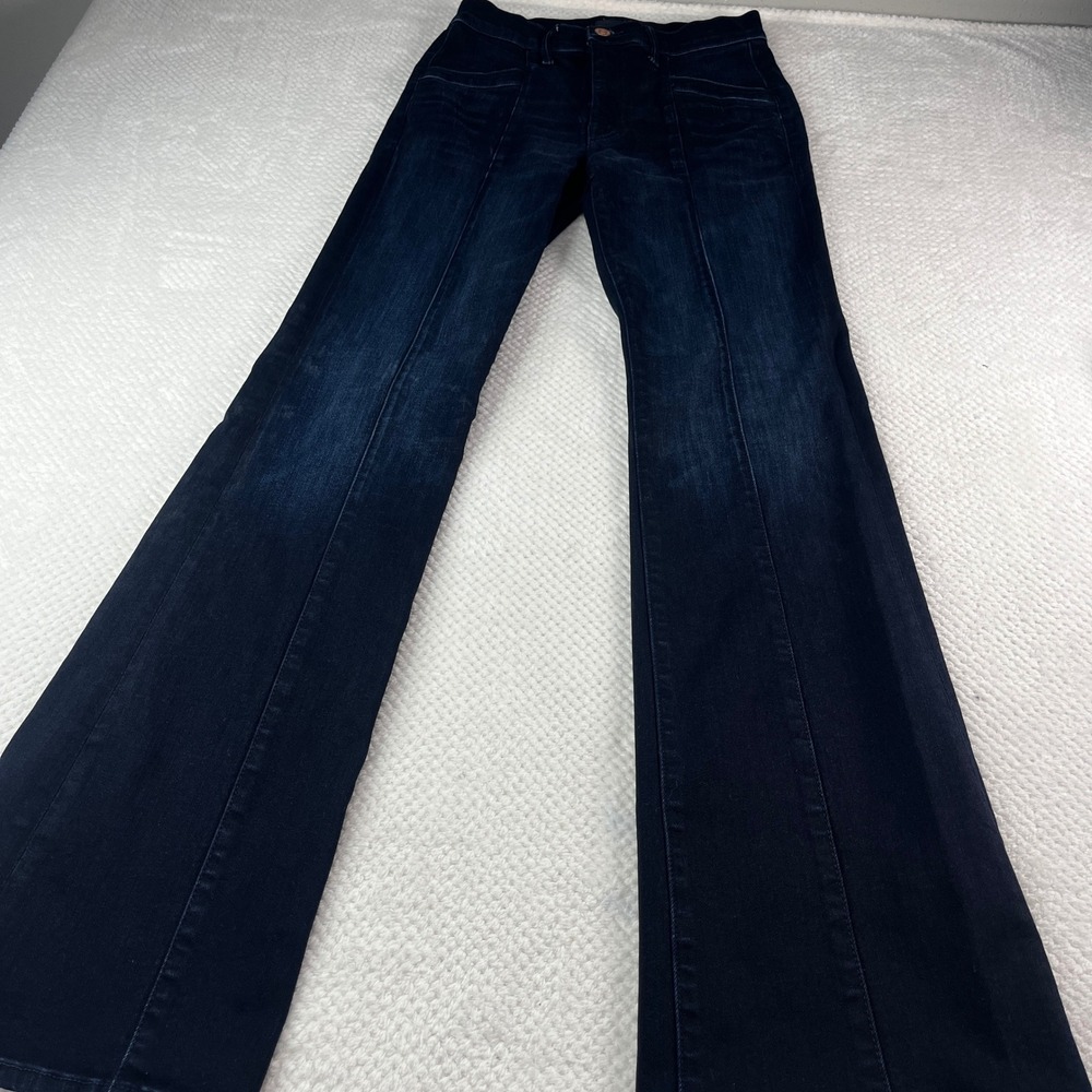 MOTHER The Hustler Roller Skimp  Flare Jeans Blue Denim Front Seam High Rise 26 - Picture 3 of 12